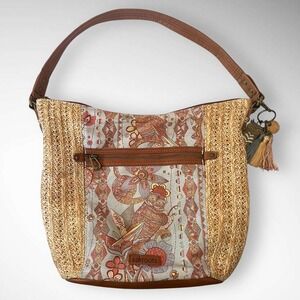 SAKROOTS Sky Spirit Desert Sequoia Straw Hobo Shoulder Bag | EUC‎